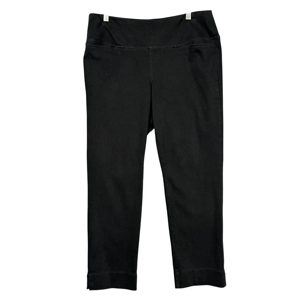 J Jill Wearever Pants Womens Large Black Straight Leg Pull On Stretch Twill